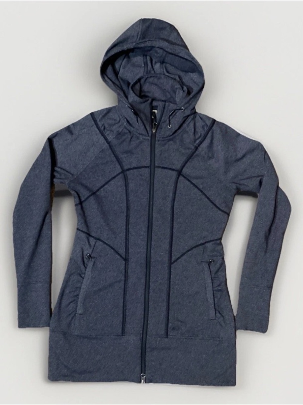 Athleta Rishi Hooded Jacket Women’s Small Gray Long Sleeve Full Zip Pockets